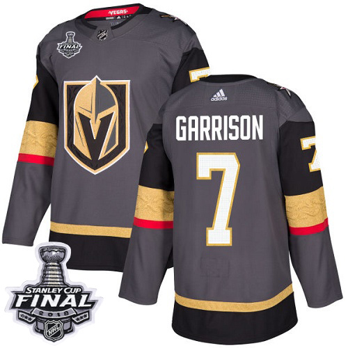 Adidas Golden Knights #7 Jason Garrison Grey Home Authentic 2018 Stanley Cup Final Stitched NHL Jersey - Click Image to Close